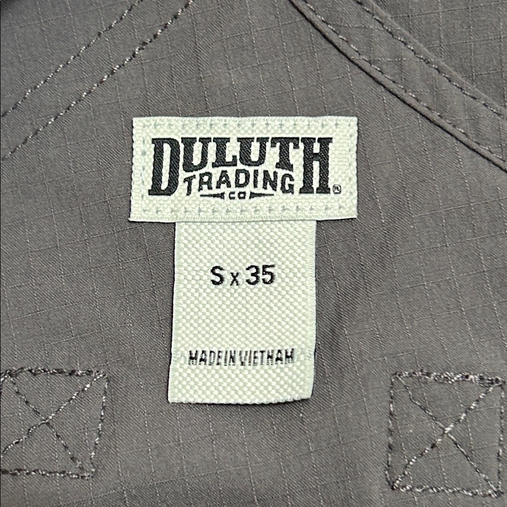 DULUTH TRADING CO HEIRLOOM GARDERING BIB OVERALLS GRAY CARGO UTILITY SZ SX35 - Picture 13 of 16